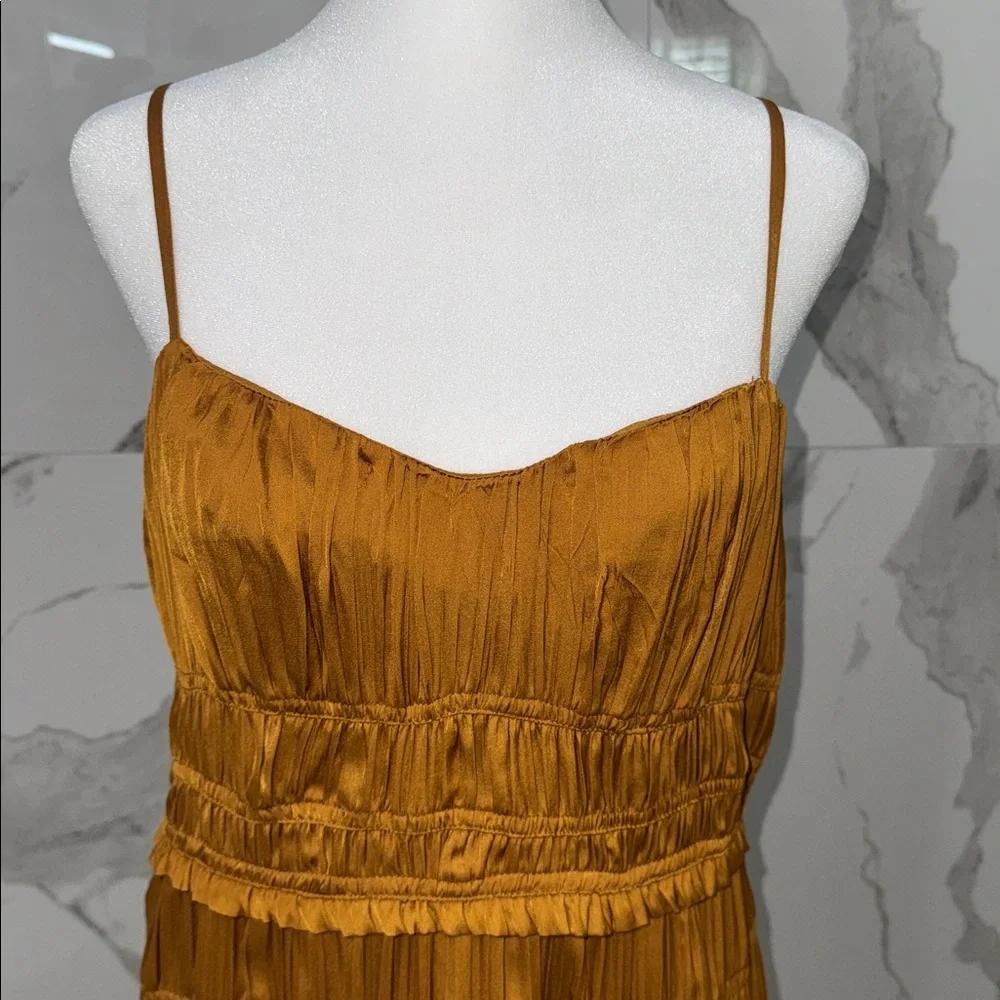 Anthropologie Ruched Slip Tiered Midi Dress Size 8 - Picture 4 of 10